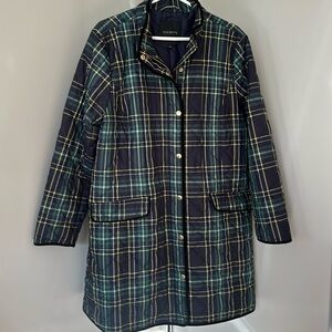 Talbots quilted navy/green plaid coat sz XL.
